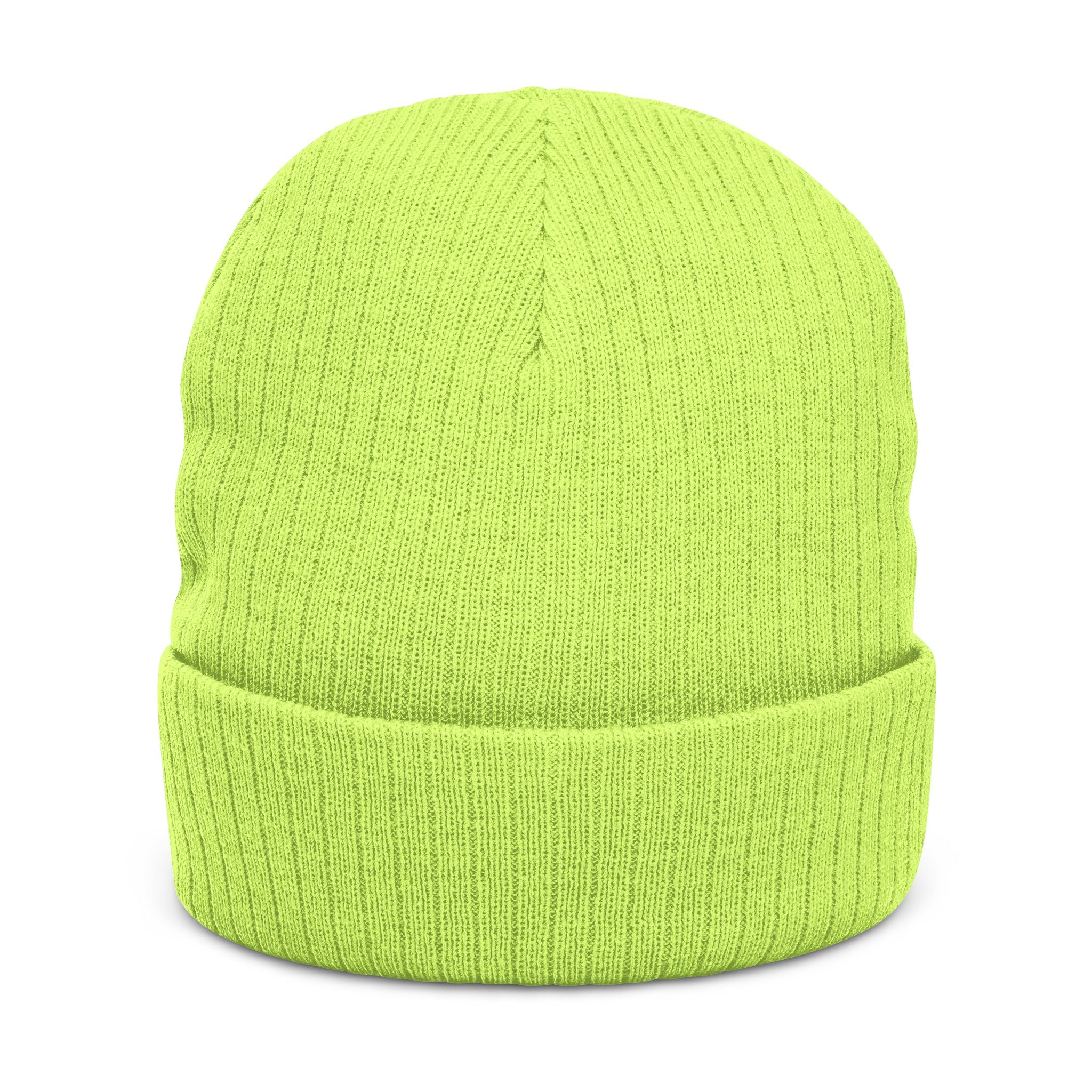 Embroidered Knot Ribbed Beanie — Black Knit Winter Hat